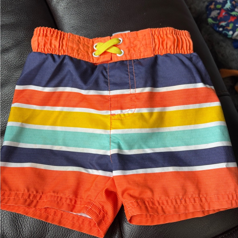 Cat & Jack Orange and Blue Striped Swim Shorts